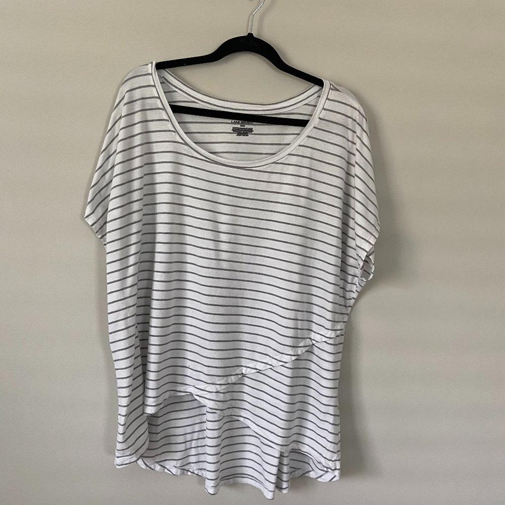 Lane Bryant White With Gray Stripes Shirt Size 22/24